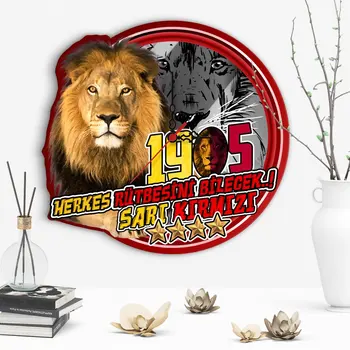 

Decorative Yellow Red Design Wooden Wall Clock-3