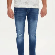 Дефакто, мужские, модные, вымытые, светильник, синие, простые брюки, повседневные, классические, тонкие, джинсы, повседневные, эластичные, Мужские штаны, L6098AZ19SM