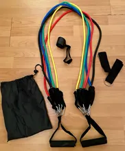 Bandas de resistencia de cuerda para ejercicios, 5 tubos elásticos cTPR para fitness, cinta de yoga, equipo para entrenamiento deportivo en interiores, conjunto de 11 uds.