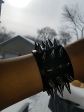 Pulsera de cuero con punta de tres filas unisex, brazalete ancho con remaches, estilo gótico punk rock, joyería PGSL2-0167