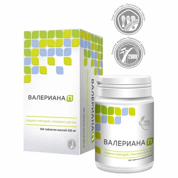 

Valeriana p 100 tablets. Soothing and sleeping pills of plant origin.