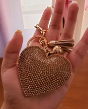 ZOSHI-Llavero borla cuero con forma de corazón, llavero con anilla para llaves, llavero de cristal de Metal, bolso con abalorio, colgante automático, regalo, precio al por mayor