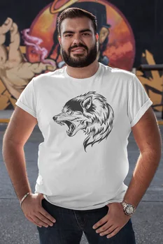

Angemiel Wear Wolf White Men 'S Cotton Big Size T-Shirt
