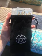 Bolsa de almacenamiento de Tarot, pentagrama de terciopelo, juego de mesa, bordado de tarjetas, bolsa con cordones, suministros de brujería para caja de Tarot, 1 Uds.