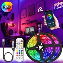 

USB Bluetooth Led Strip 5050 Rgb Led Lights Strips 5V Flexible LED Tape Diode Tv Background Light For Room 24-key remote control