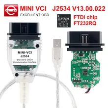 Мини VCI последний V13.00.022 интерфейс для TOYOTA TIS Techstream мини vci J2534 с FTDI FT232RL чип OBD2 Диагностический кабель