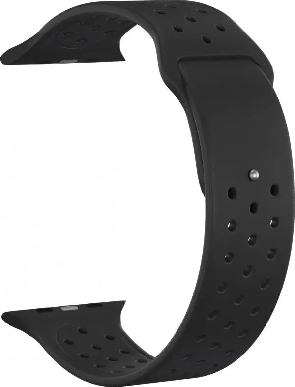 Ремешок силиконовый GSMIN Sport Edition для Apple Watch Series 2 42/44 (Черный) | Наручные часы