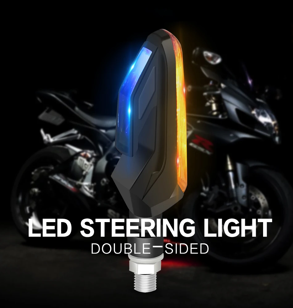 Гибкие двухцветные мотоциклетные поворотники DRL универсальный для bmw Suzuki Kawasaki Honda