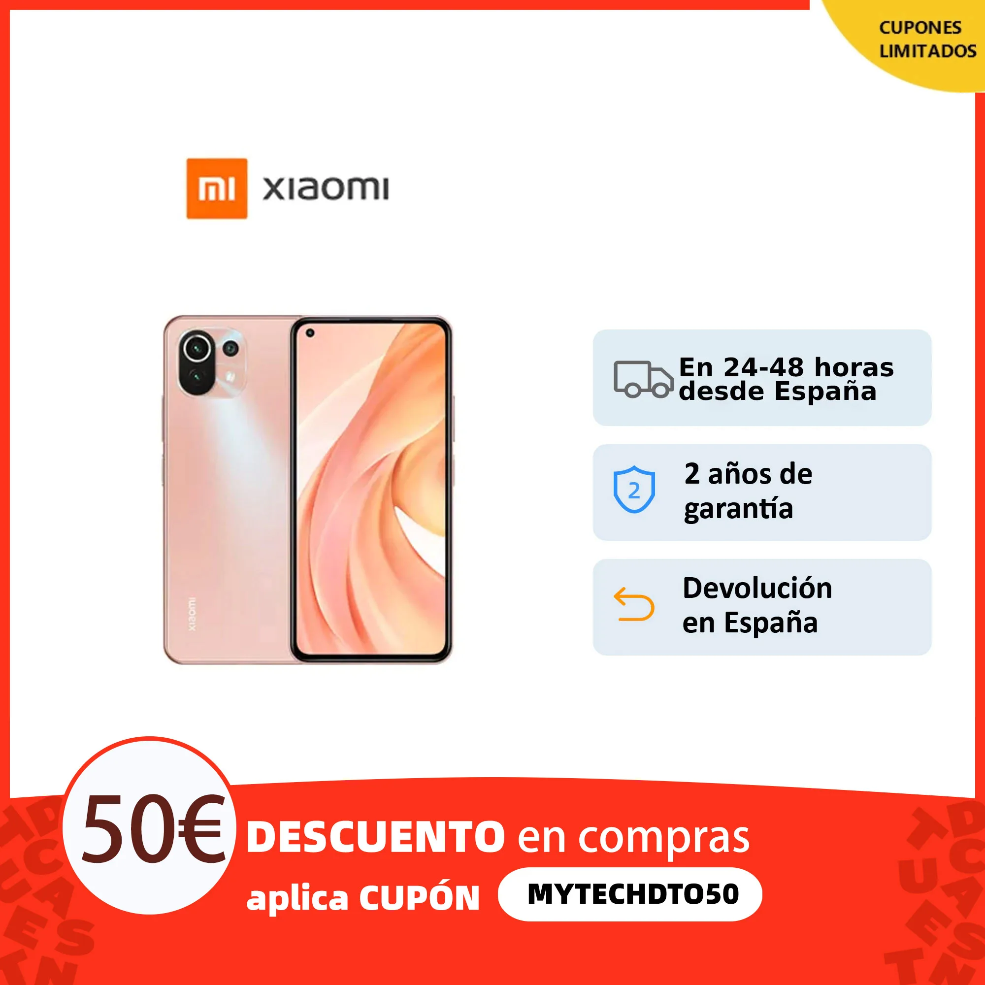 Xiaomi Mi 11 Lite, Smartphone 6GB+128GB, DotDisplay AMOLED 6,55, carga rápida 33W, 64MP|16MP, NFC, Facial ID