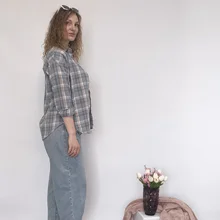 KarSaNy Boyfriend Oversized Shirt Plaid For Women Blouses And Tops Spring Loose Plaid
