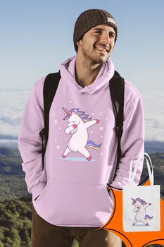 

Angemiel Wear Unicorn Pink Male Hooded Sweatshirt Bags Kombin