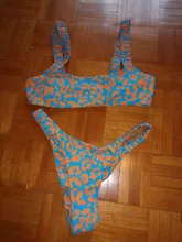 Bikini pequeño con realce para mujer, traje De baño pequeño con Tanga con relleno y estampado De leopardo y naranja, cintura baja, 2020