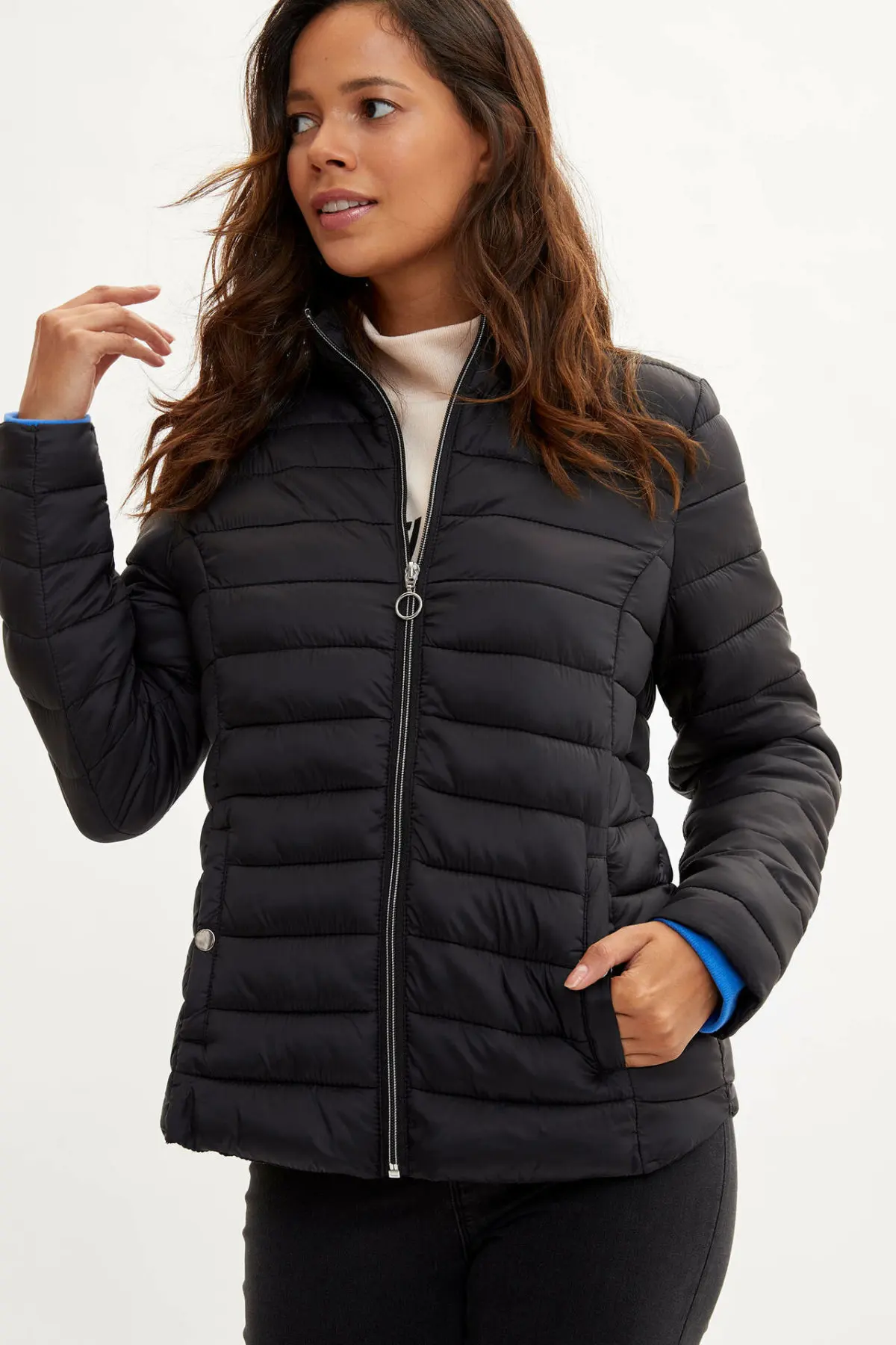

DeFacto Woman Fashion Turtleneck Outwear Coat Women Warm Solid Cotton Jacket Slim Outerwears Zipper Type Winter -K7987AZ19AU