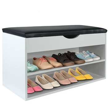 

Shoe Cabinet white&black shoe storge with bench Organizer shelf for shoes Shoe Rack 80 cm