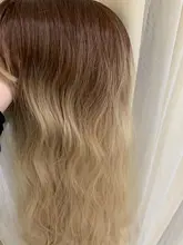 OneNonly-Peluca de cabello sintético largo degradado para mujer, pelo Natural resistente al calor, ondulado y suelto con flequillo, color marrón y Rubio, para Cosplay