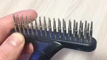Cepillo de corte para mascotas, peine para el cuidado del perro y gato, para pelo corto o largo con doble fila de alfileres de acero inoxidable