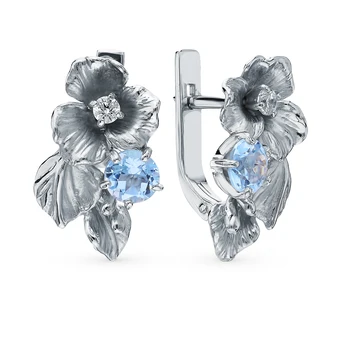 

Silver earrings with Topaz and cubic zirconia sunlight sample 925