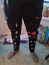 Pantalones con diseño rasgado para hombre, pantalones vaqueros pintados con parche, tamaño grande, S-3XL, novedad de 2021