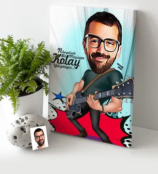 

Personalized Mr Guitarist Cartoon Canvas Table (30x50 cm.) 1
