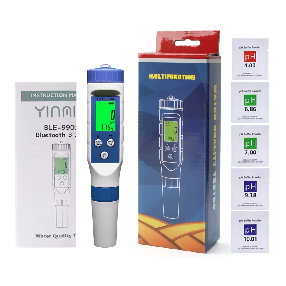 Smart Blue tooth pH Meter 5 in1PH/EC/TDS /Salinity/ TEMP Tester BLE-9909 Meter P