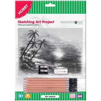 Набор для рисования скетча Greenwich Line, A4, 6 карандашей для скетча, ластик, точилка 2