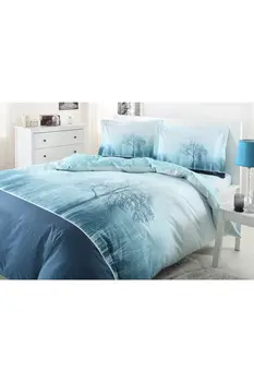 

Ozdilek Ranforce Jungle Soft Feel Hypoallergenic % 100 Cotton 4 Pieces Double Duvet Cover Set with Flat Sheet Water Green