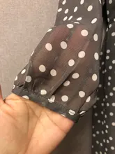 Women Summer Spring-Dress Vestidos A-Line Long-Sleeve Dot Print Midi Chiffon S.FLAVOR