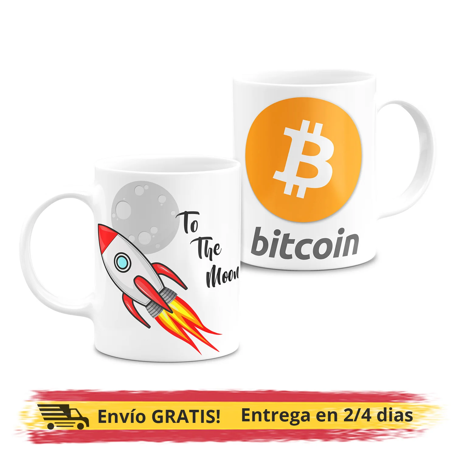 Bitcoin Taza Criptomonedas Bitcoin To The Moon Taza De Desayuno Cerámica Blanca 11oz Regalos Originales 