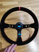 Volante deportivo Universal de ante/PVC de 14 pulgadas y 350mm para coche de carreras, volante deportivo con logotipo