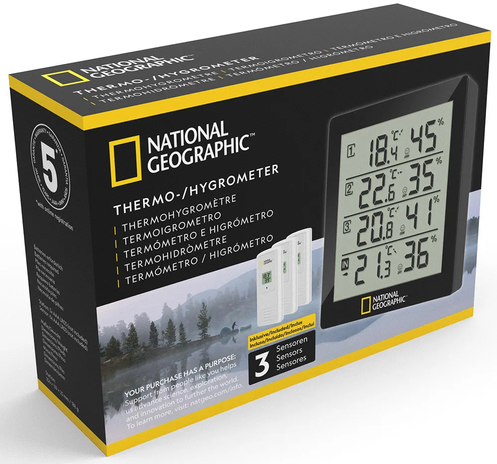Метеостанция Bresser National Geographic с тремя датчиками, черная
