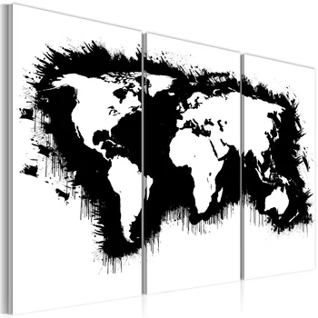 

Monochrome picture-world map: Triptych-60x40 cm