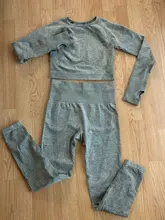 2 unids/set Vital mujeres deporte traje de Yoga de gimnasio de entrenamiento de manga larga de ropa de Fitness Top + cintura alta energía sin costura Leggings