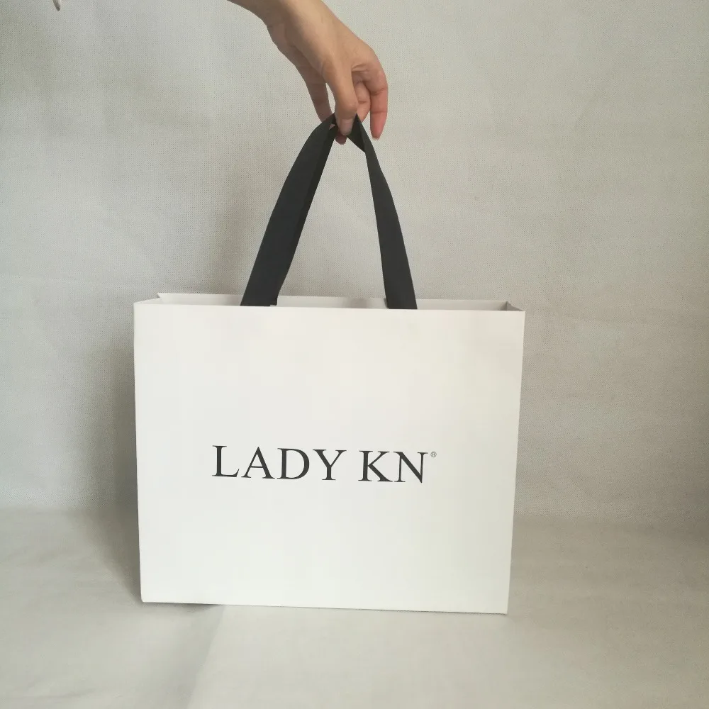 Discount Wholesales 500pcs/lot Custom Printed Your Own Logo White Brown Kraft Gift Craft Shopping Paper Bag With Ribbon Handles for Gift 6 Discount Wholesales 500pcs/lot Custom Printed Your Own Logo White Brown Kraft Gift Craft Shopping Paper Bag With Ribbon Handles for Gift 6