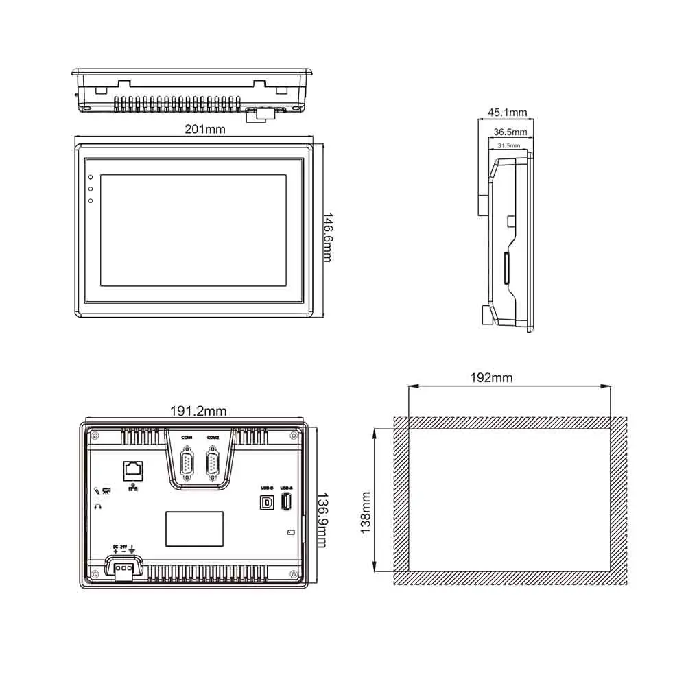 Wecon PI HMI 7 дюймов на основе стандарта Интернет SCADA ethernet