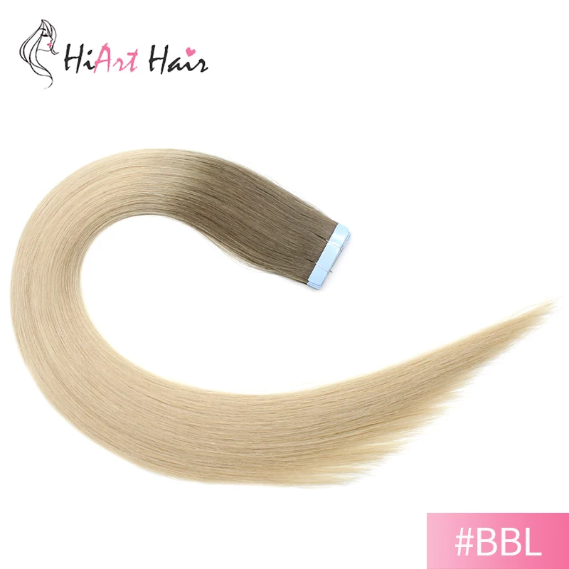 HiArt волосы для наращивания на ленте, человеческие волосы remy для салона, балаяж, лента натуральные волосы для наращивания, двойные прямые волосы на ленте, 1" 20" 22"