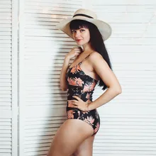 Riseado-bañador Vintage de una pieza para mujer, ropa de baño de malla, traje de baño negro con correa, ropa de playa, trajes de baño XXL 2021