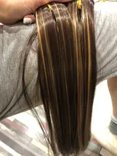 AliLeader-extensiones de pelo largo y recto para mujer, 16 pinzas, negro Natural, 6 unids/set, 22 pulgadas, pelo sintético