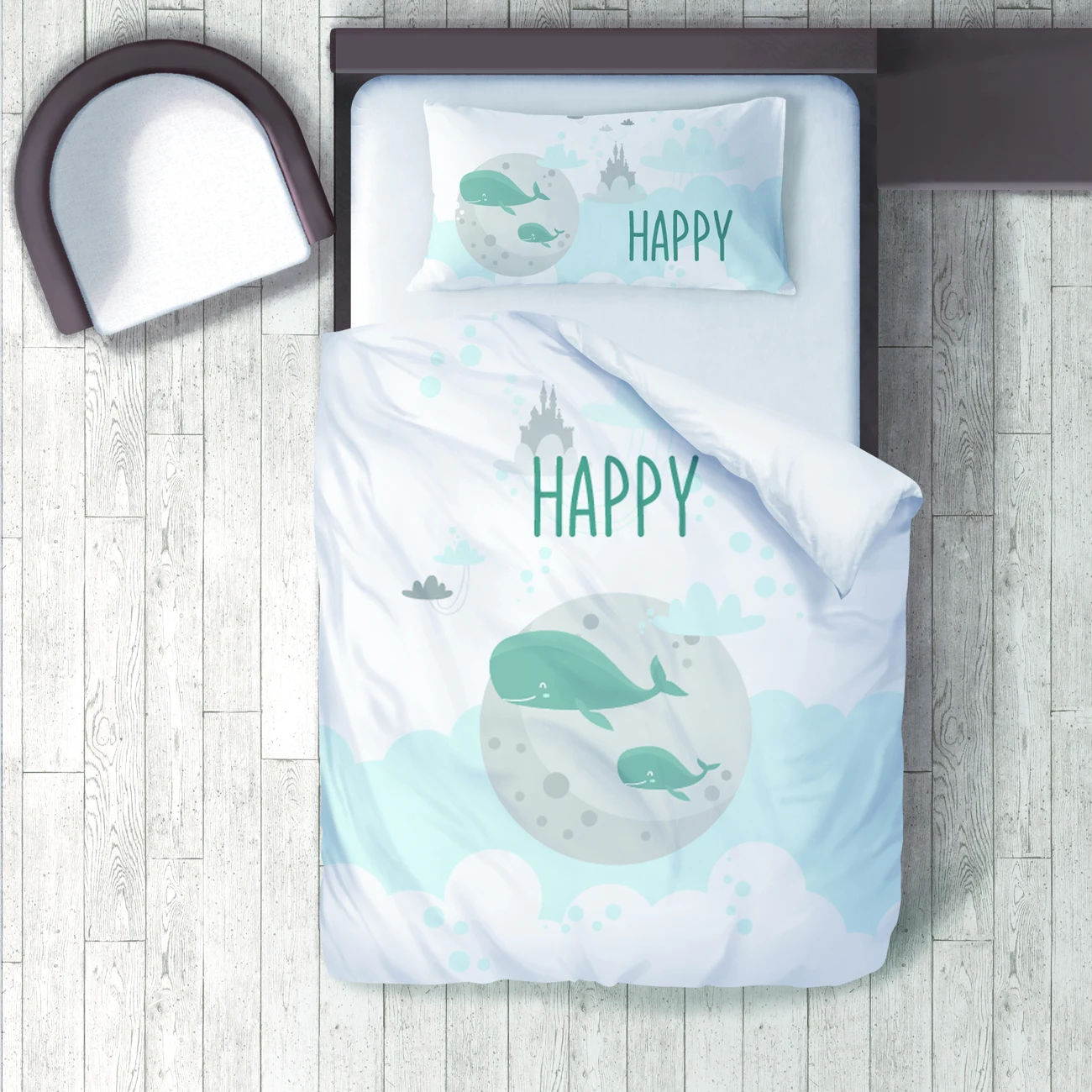 

Duvet Cover Set Bedding Set Pillow Case for Baby and Kids Room 3D Printed Happy Whale Sea Planetary Model 138