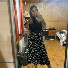 Spring Skirts Bottom A-Line Floral-Printed MISHOW Elegant Fashion Women Female Mid-Calf