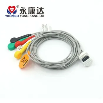 

5pcs/lot Compatible Mortara Snap IEC 5 Leads Holter ECG Cable Free Shipping