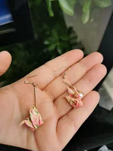 DoreenBeads-pendientes de tuerca de Zephyr para mujer, colgante de grúa romántica roja, joyería para mujer, accesorios, dijes de regalo de cumpleaños