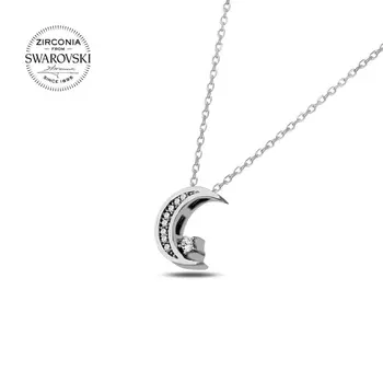 

Angemiel 925 Silver Swarovski Zirconia Cubic Zirconia Moon Star Necklace