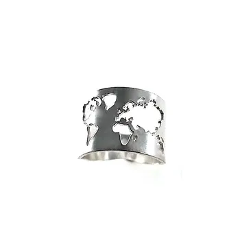 

Silver Ring 925 Sterling m. Plain woman reason world map openwork Body 13mm.