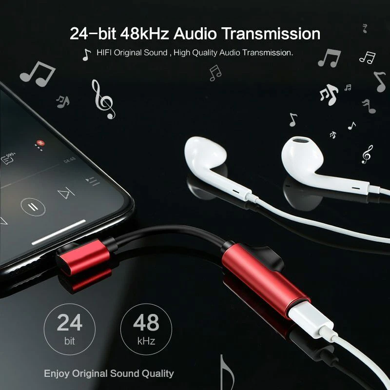 30 PCS bundle package 2 in 1 Audio Adapter Charge Converter 3 5mm For iPhone X 7 Headphone USB Adapter