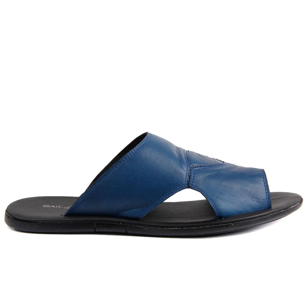 Бензин синий Sail-Lakers Genuine Leather Slippers - Цвет: Бензин синий