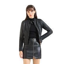 Santelon 2020 New Winter Faux Soft PU Leather Jackets For Women Coats Plus Velvet Fashion Rivets Slim Design Long Sleeve S20001