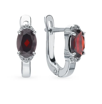 

Silver earrings with cubic zirconia and Garnet sunlight