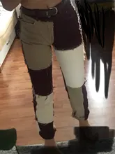 Patchwork Jeans Pantalones Womans Clothing Straight Leg Brown Streetwear Y2k High-Waisted