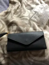 Cartera de piel sintética para mujer, monedero cartera borla, tarjetero, bolso de mano tipo monedero