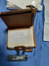 Billeteras de cuero con grabado de nombre para hombre, Tarjetero con doble cremallera, monedero corto, bolsillo para monedas, Vintage, alta calidad